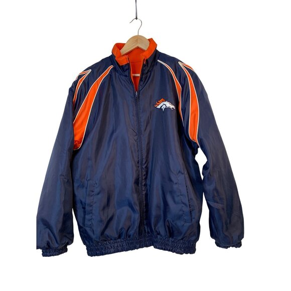NFL Denver Broncos Reversible Jacket M Blue Canvas Orange Fleece RCC10443 - Picture 7 of 14